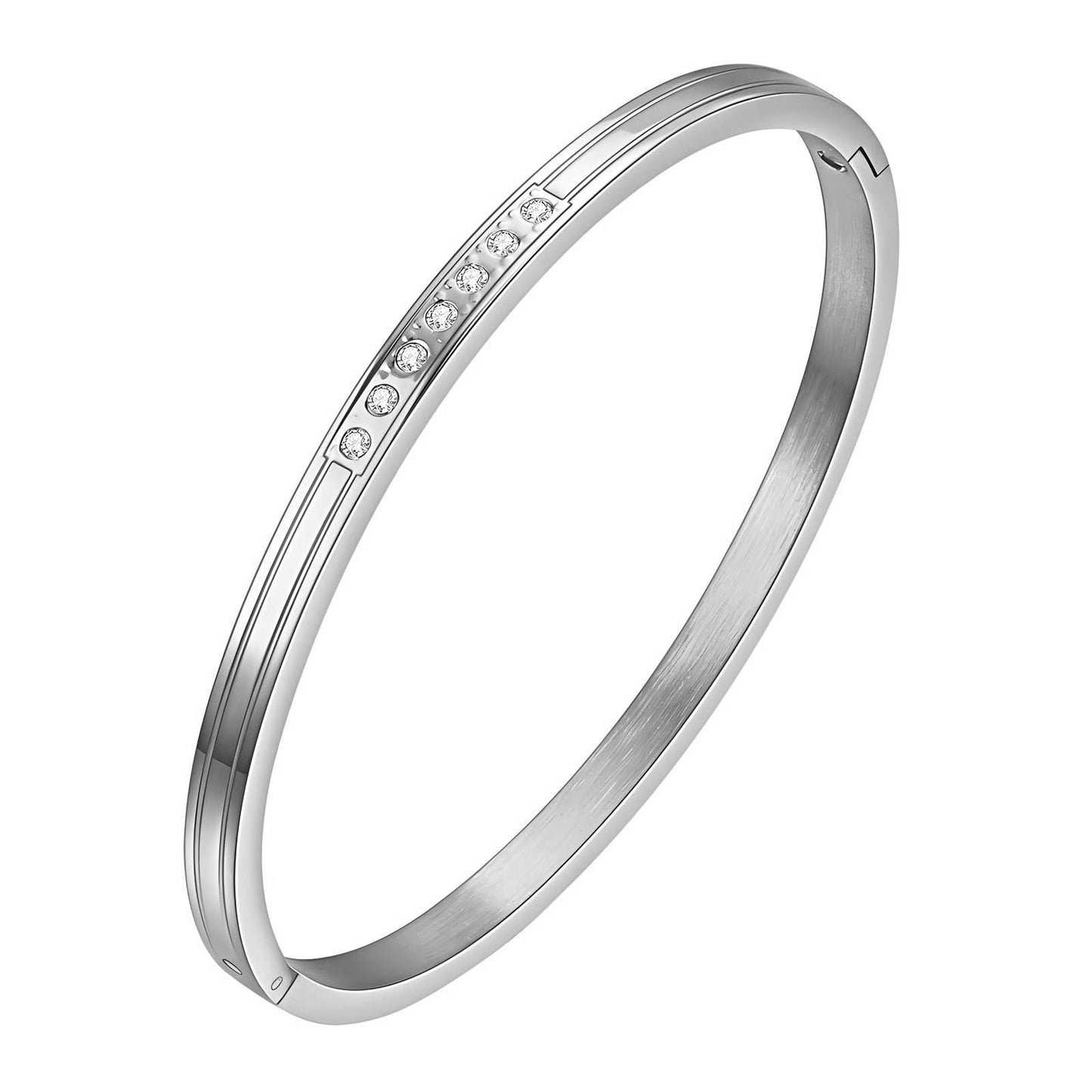 Cubic Zirconia Accent Silver Bangle