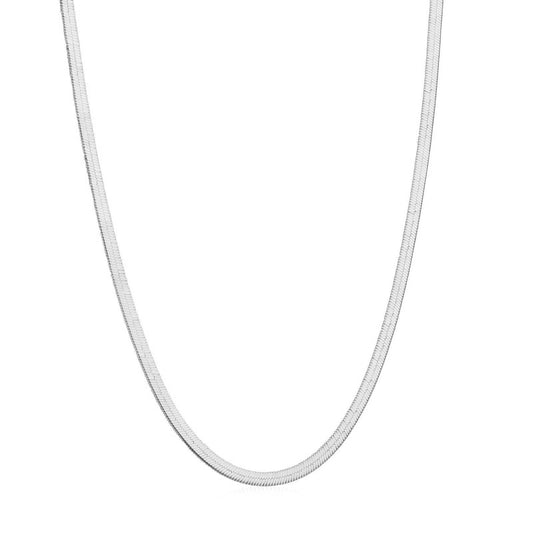 Classic Silver Herringbone Chain Necklace